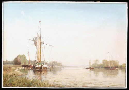 FRENCH or HOLLAND SCHOOL circa 1860, Boats on a river