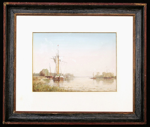 FRENCH or HOLLAND SCHOOL circa 1860, Boats on a river