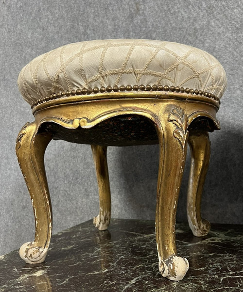 pair of Louis XV style Venetian stools in gilded wood circa 1880-1900