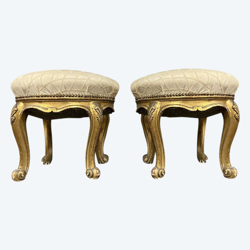 pair of Louis XV style Venetian stools in gilded wood circa 1880-1900