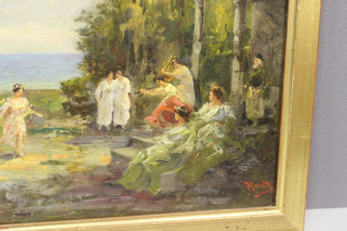 Oil On Wood Feast In Ancient Greece About 1900