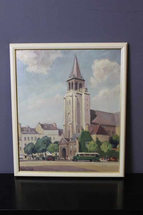 Öl Auf Karton Kirche Von Saint Germain Des Prés Von Reillac 1937