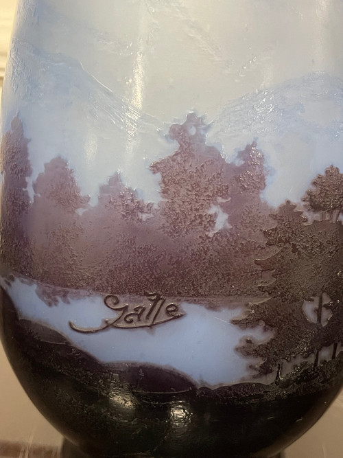 Etablissements Gallé - Vase La Ligne Bleue Des Vosges H: 33 Cm