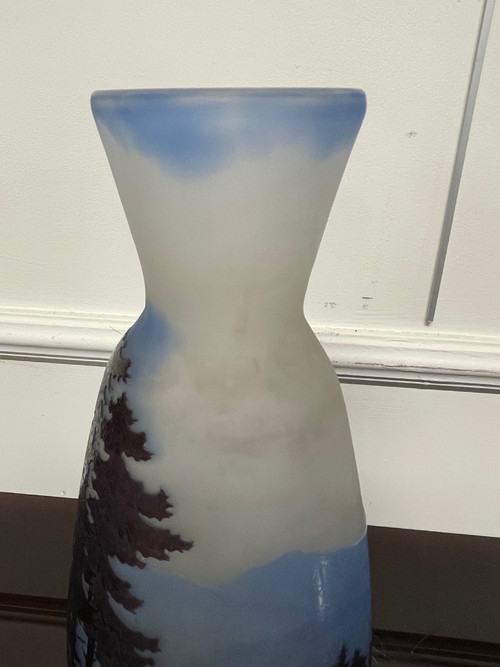 Etablissements Gallé - Vase La Ligne Bleue Des Vosges H: 33 Cm