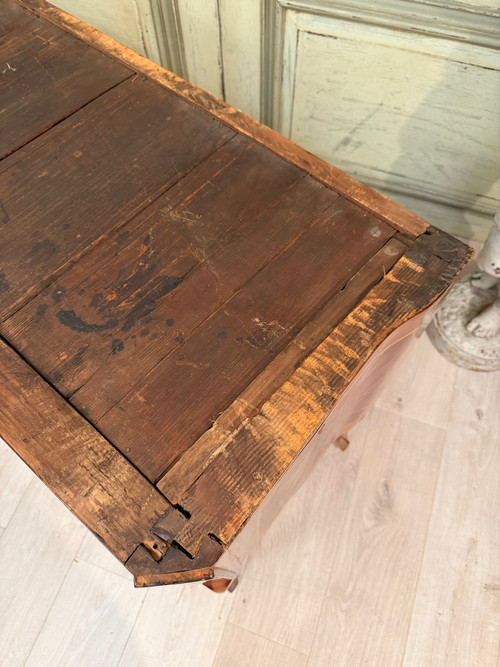 Transitional Marquetry Sauteuse Chest of Drawers Circa 1760