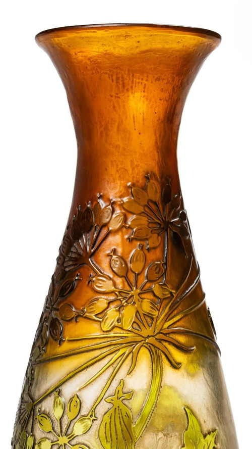 Émile Gallé, Wichtige Vase mit Dolden, Jugendstil