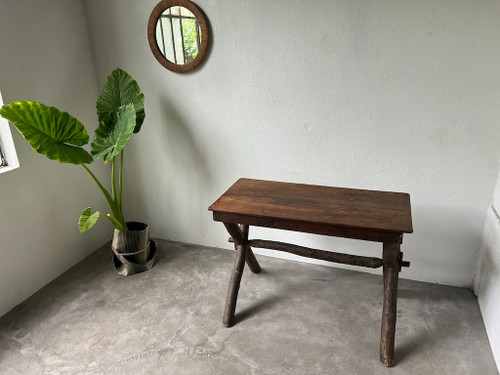 Solid walnut desk, folk art, Savoie, circa 1900