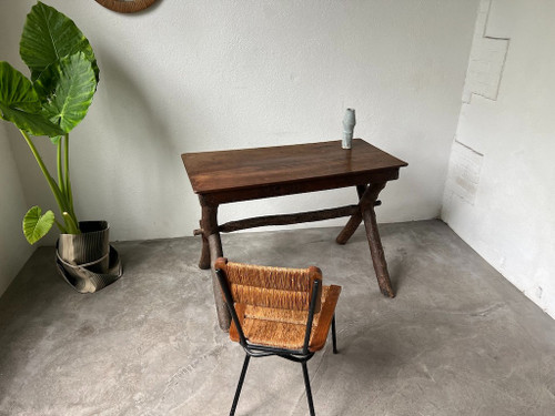 Solid walnut desk, folk art, Savoie, circa 1900