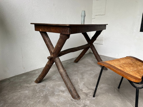 Solid walnut desk, folk art, Savoie, circa 1900