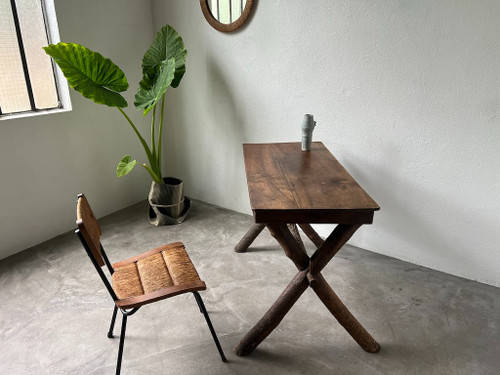 Solid walnut desk, folk art, Savoie, circa 1900