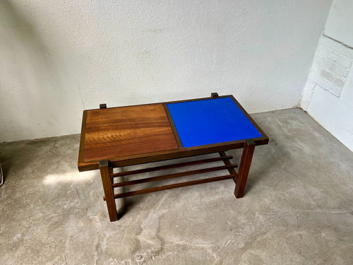 Klein blue modernist coffee table, circa 1960