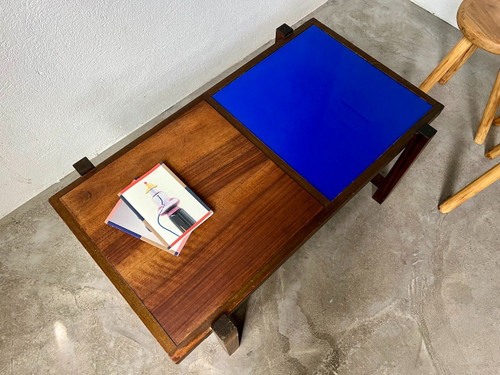 Klein blue modernist coffee table, circa 1960