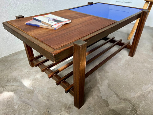 Klein blue modernist coffee table, circa 1960