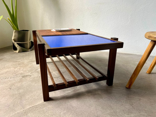 Klein blue modernist coffee table, circa 1960