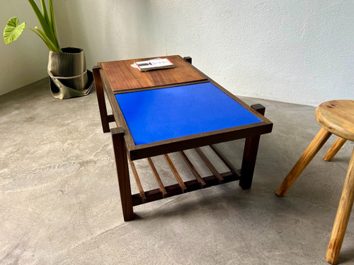 Klein blue modernist coffee table, circa 1960