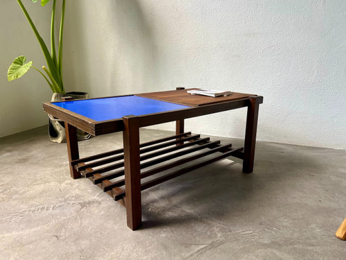 Klein blue modernist coffee table, circa 1960