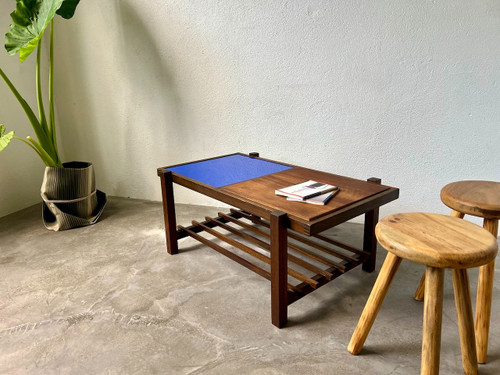 Klein blue modernist coffee table, circa 1960