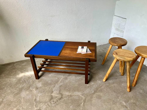 Klein blue modernist coffee table, circa 1960