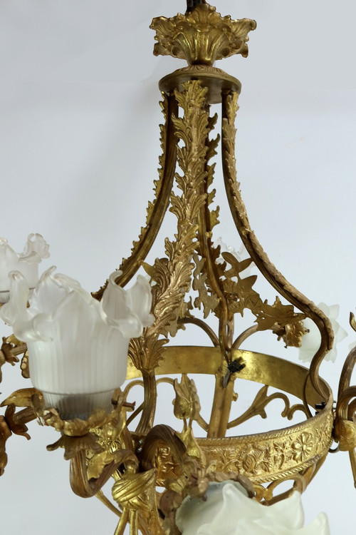 12-Light Chandelier in Gilt Bronze, Napoleon III Style - Late 19th Century