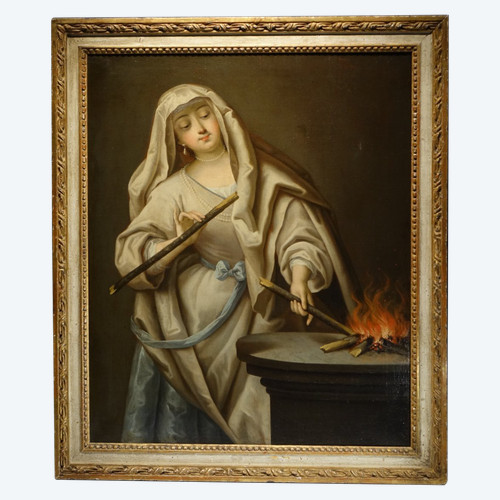 Vestal Virgin Rekindling the Sacred Fire, 18th Century French School.