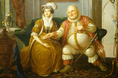 "Falstaff", oil on canvas, English school, 19th century.