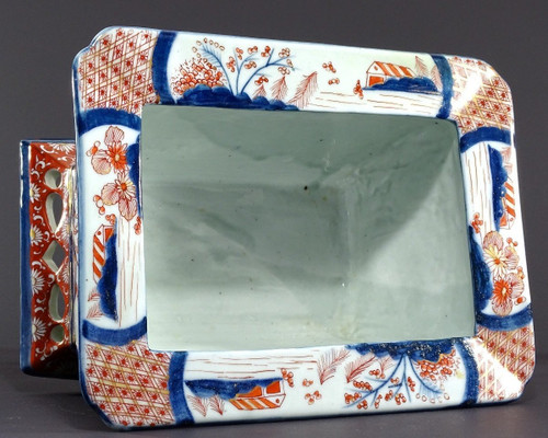 Japan, Late 19th Century, Imari Port, Porcelain Jardiniere Decorated With Animated Landscapes.