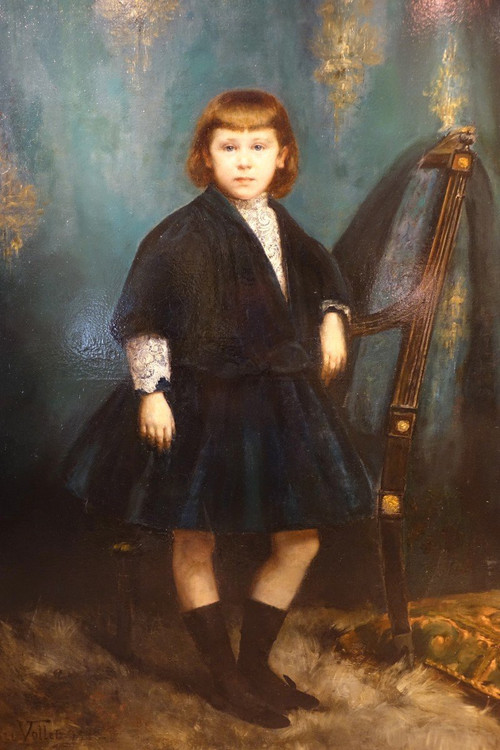 "Large full-length portrait of a young girl", Henry Vollet, 1888