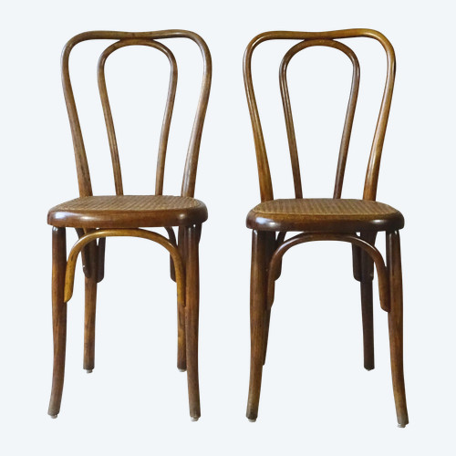 2 bistro chairs, original cane, before 1900 - no Thonet - no Baumann