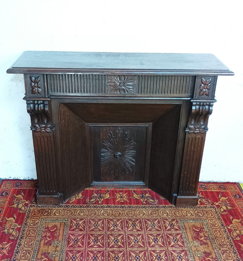 Napoleon III fireplace in carved solid oak