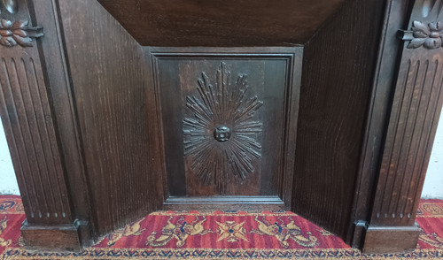 Napoleon III fireplace in carved solid oak