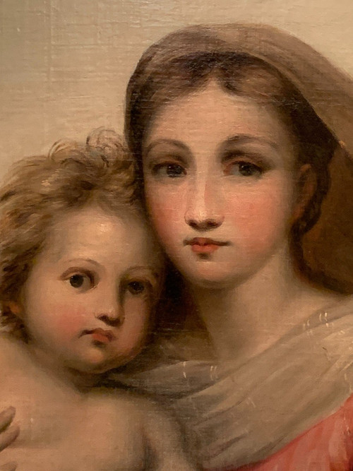 Oil on canvas "Virgin and Child" after Raphael, France About 1820