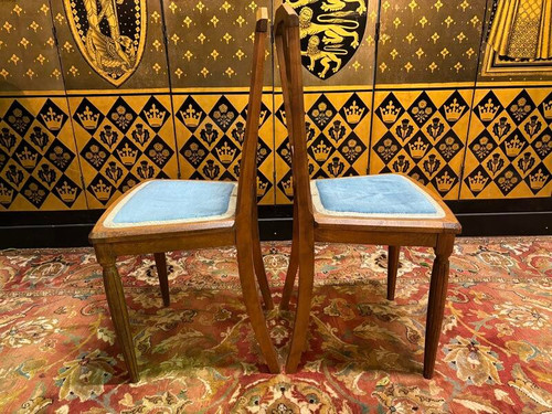 2 art deco chairs with fabric seat