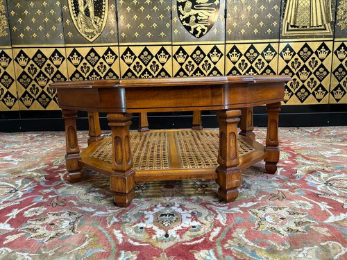 Rounded coffee table with glass top