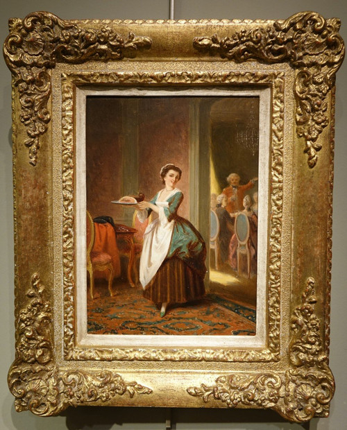 Coppia di scene di genere del XVIII secolo, P.t. Van Wijngaerdt, 1816-1893