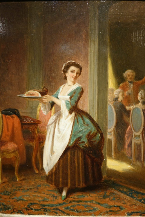 Coppia di scene di genere del XVIII secolo, P.t. Van Wijngaerdt, 1816-1893