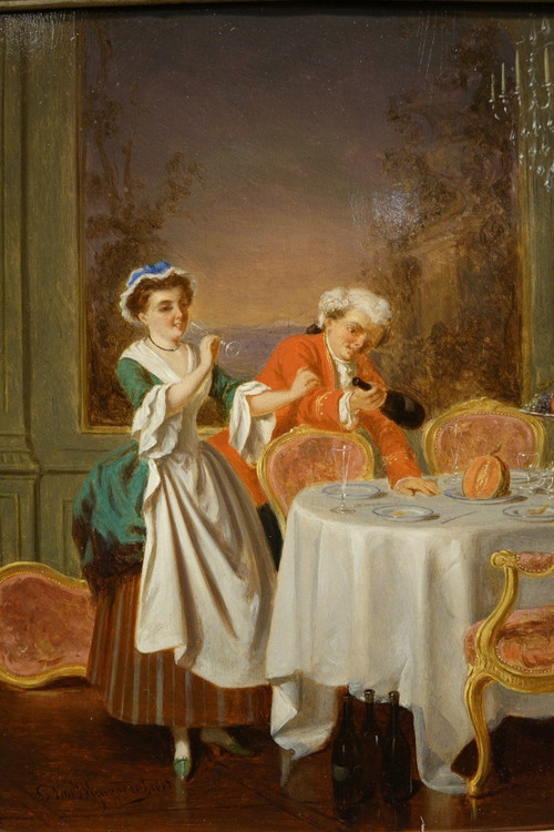 Coppia di scene di genere del XVIII secolo, P.t. Van Wijngaerdt, 1816-1893