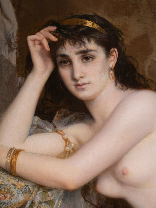 "La modella", olio su tela di grandi dimensioni, A.F.LAURENS, 1883