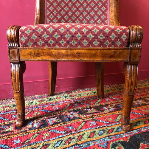 Rare pair of amboyna veneer chairs, circa 1820