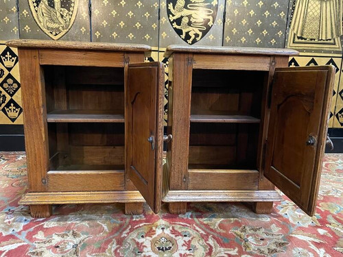 Pair of rustic oak bedside tables