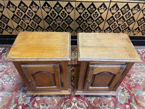 Pair of rustic oak bedside tables