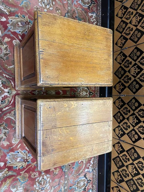 Pair of rustic oak bedside tables