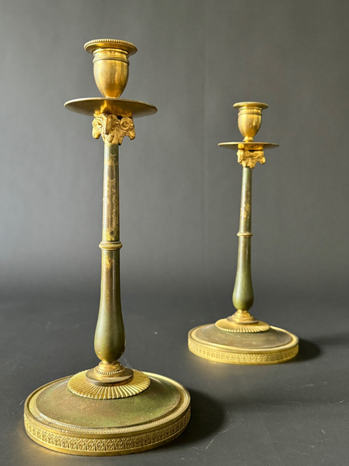 Claude Galle: Rare pair of Empire-Consulate period candlesticks.