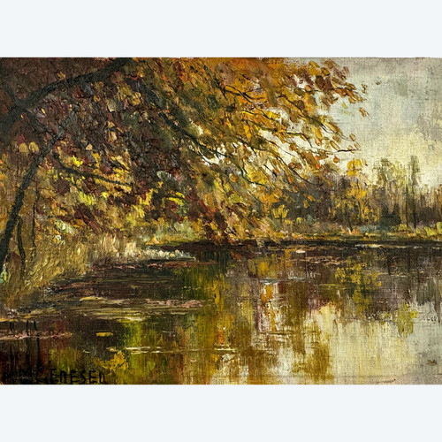 « L’Automne » petite huile sur toile signée 