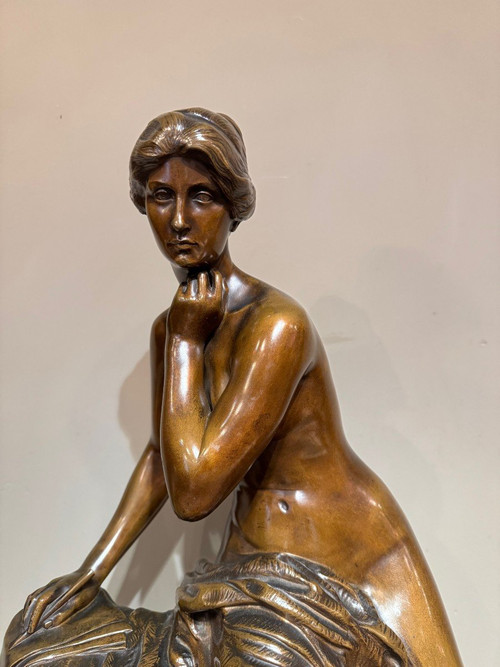 Grand bronze " La Pensée", Henri Gréber , Fin 19e S.