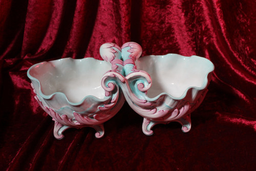 Jardinière bowl in the shape of a holy water font in fine Bordeaux earthenware, J. Vieillard period, 19th century