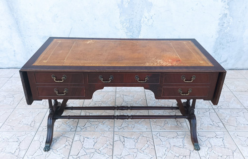 English double-sided mahogany desk