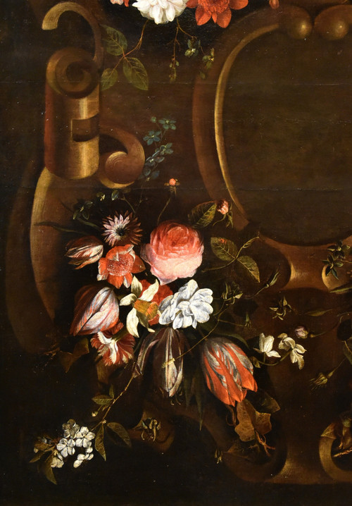 Ghirlanda di fiori con cartiglio, Frans van Everbroeck (Anversa, 1628 – Londra 1693) 