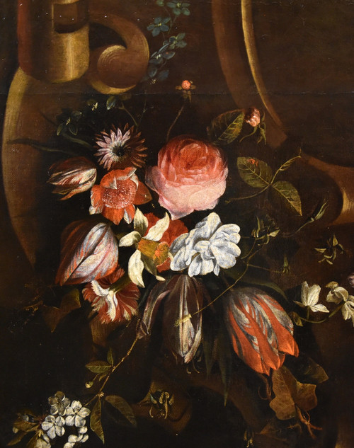 Ghirlanda di fiori con cartiglio, Frans van Everbroeck (Anversa, 1628 – Londra 1693) 