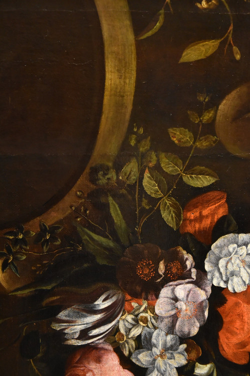 Ghirlanda di fiori con cartiglio, Frans van Everbroeck (Anversa, 1628 – Londra 1693) 