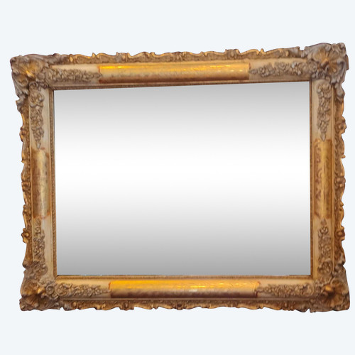 81 X 103 Cm Miroir Ancien Rectangle Restauration, Feuille d'Or, Glace Mercure